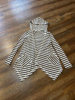 Splendid Navy & White Striped Hooded Open Cardigan